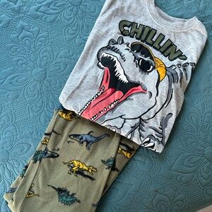 Wonder Nation - Boy’s Dinosaur Pajama Set - Gray and Green